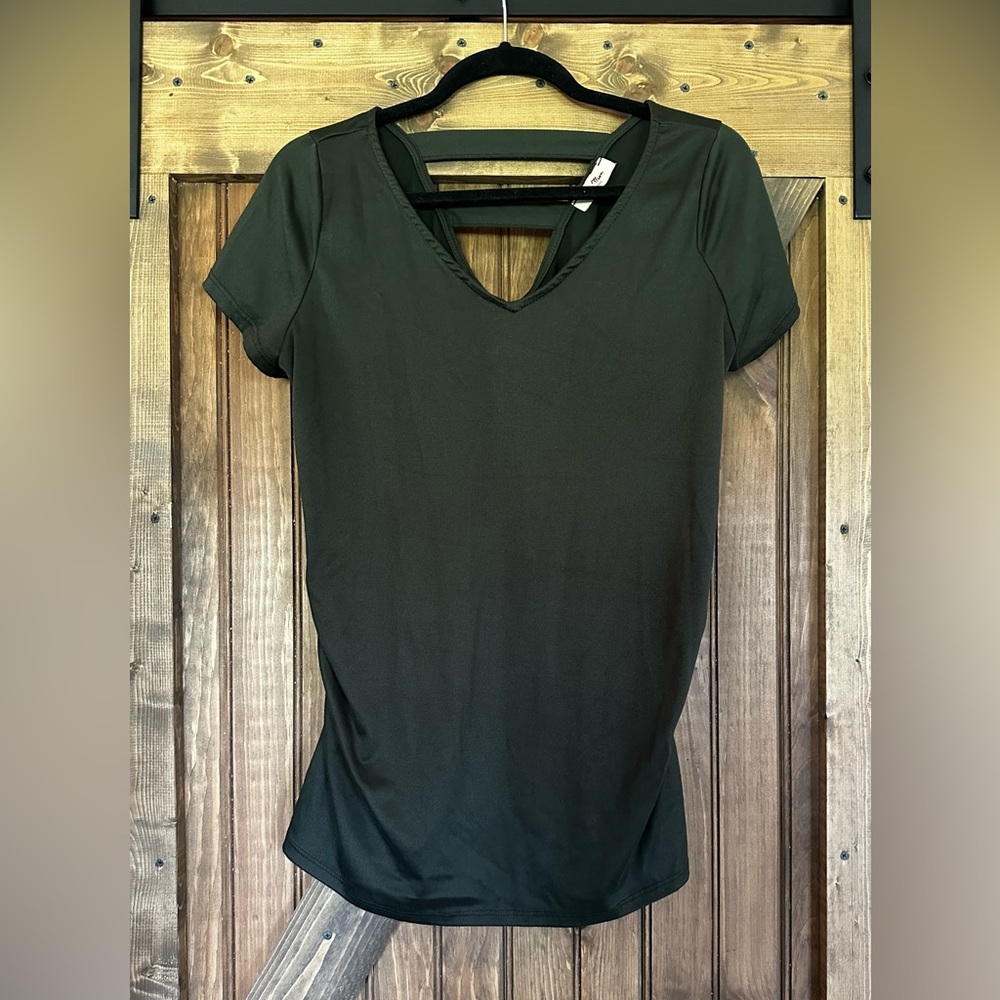 Green Fitted Short Sleeve Maternity Tee